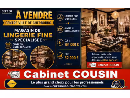 fonds de commerce habillement/textile 120 m²