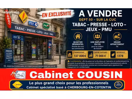 fonds de commerce tabac  presse  fdj 50 m²
