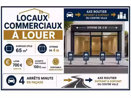 location commerce 2 pièces 65 m² à la roche-sur-yon (85000)