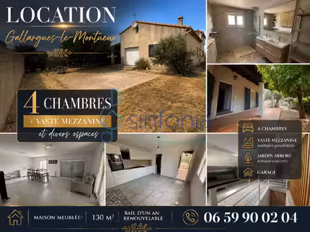rare à la location maison meublée 130 m2 4 chambres + va
