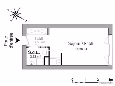 studio 1 pièce 18 m²