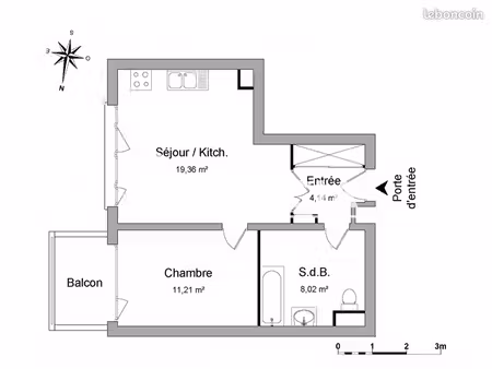 appartement 2 pièces 42 m²