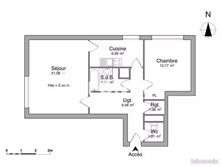 appartement 2 pièces 56 m²