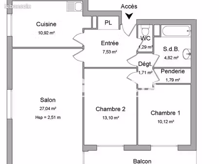 appartement 3 pièces 78 m²