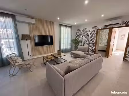 t3 meublé de 95 m² avec jardin – centre-ville de loupian