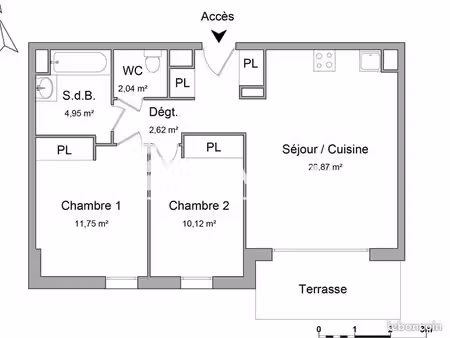 appartement 3 pièces 58 m²