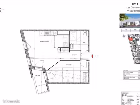 appartement 2 pièces 44 m²