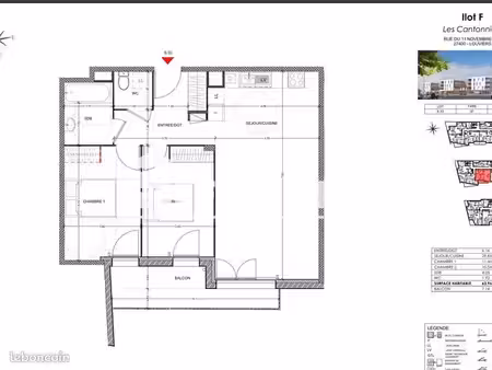 appartement 3 pièces 63 m²