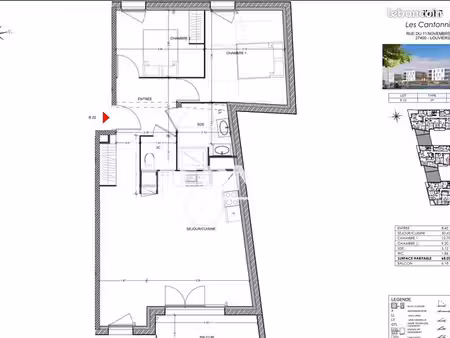appartement 3 pièces 68 m²