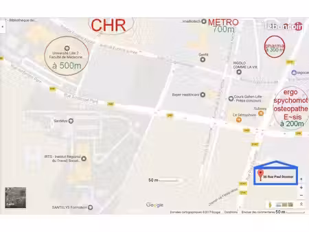 500m fac medecine studio meublé