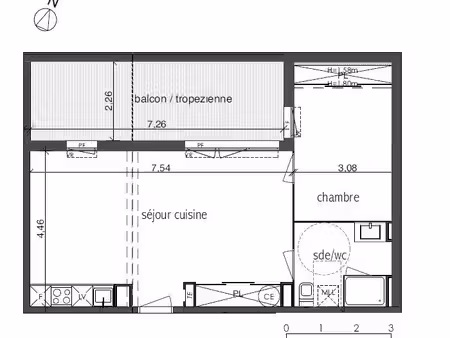 appartement 2 pièces 50 m²