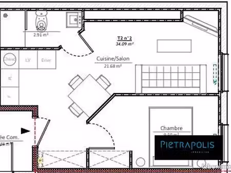 appartement 1 pièce 34 m²