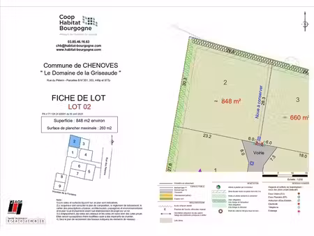 terrain 848 m² chenoves