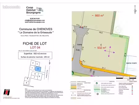 terrain 932 m² chenoves