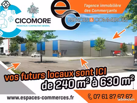7 cellules commerciales ou artisanales de 240 m² à 631 m² - za / zc de l'aérodrome