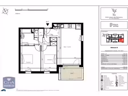location appartement 3 pièces 60m² colomiers 31770