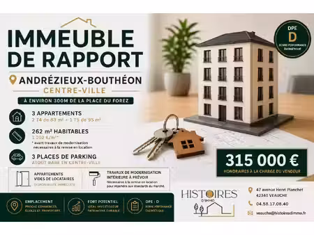 vente immeuble 262 m² andrézieux-bouthéon (42160)