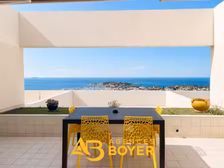 bandol - t3 65m2 vue mer panoramique dernier etage  acces de