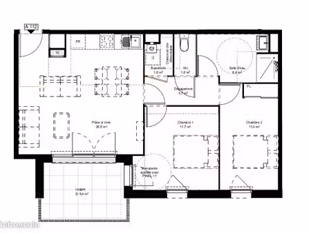 appartement 3 pièces 62 m²