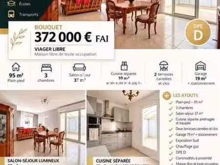 vente maison viager à la rochelle (17000) : à vendre viager / 95m² la rochelle