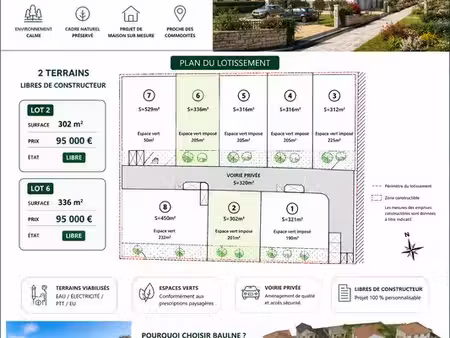 terrain 336 m² baulne proche la ferte alais