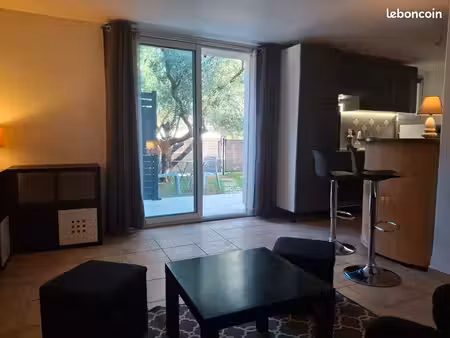 t1 meublé avec terrasse et jardin dans les oliviers