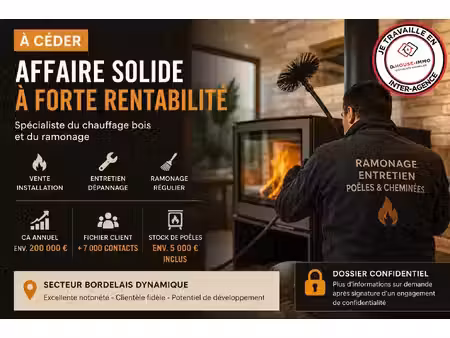 à vendre - fonds de commerce : poêles  cheminées  inserts & ramonage - clientèle fidèle  a