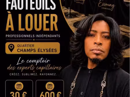 un grand salon de coiffure paris 17e louer les places par jour ou aux mois quartier champs