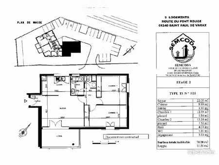 appartement 3 pièces 70 m²
