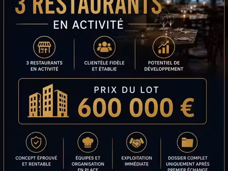 à vendre lot 3 restaurants en activité
