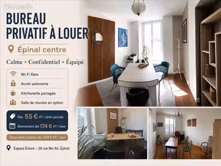 bureaux privatifs équipés à louer – épinal centre