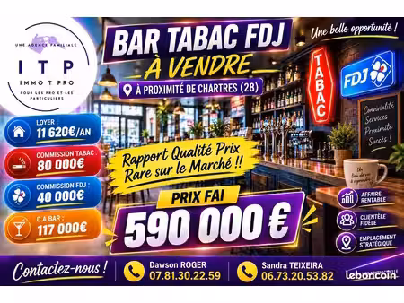 bar  fdj  tabac 80 m² chartres
