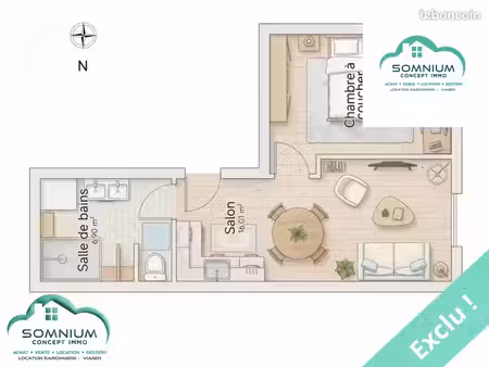 appartement 2 pièces 35 m²