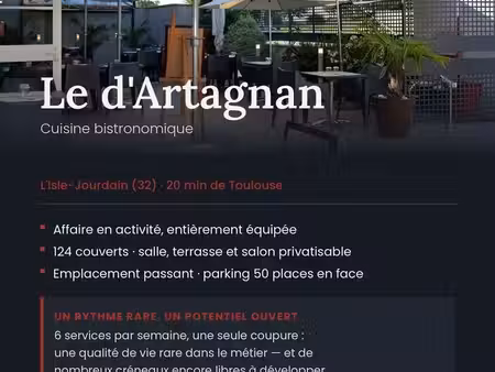 fonds de commerce à céder — restaurant bistronomique — l'isle-jourdain (32600)  20 min de 