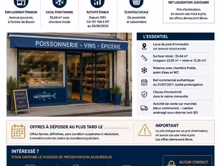 épicerie  poissonnerie 36 m² biganos