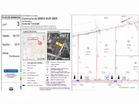 vente terrain  537.00m²  brem