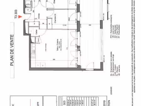 appartement 3 pièces 61 m²
