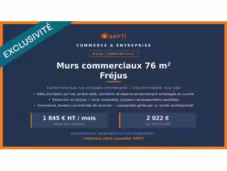 vente commerce 3 pièces 76 m² fréjus (83600)