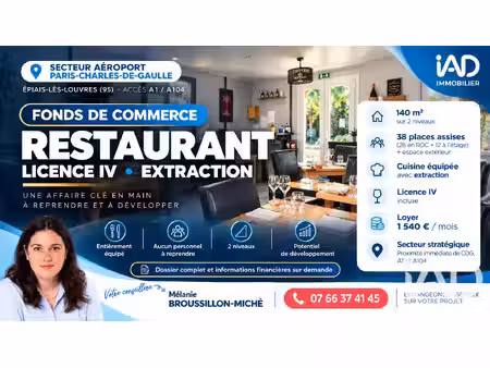 vente restaurant 140 m²