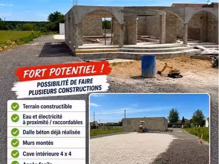 terain  avec maison  gros œuvre