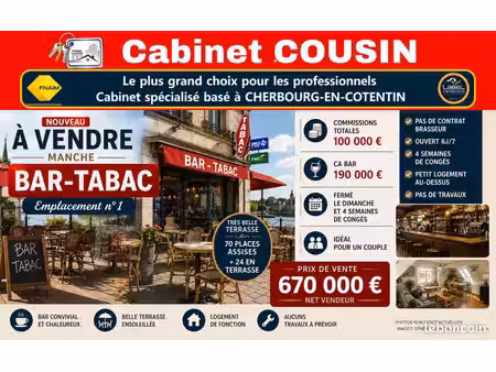 fonds de commerce bar  tabac 100 m²