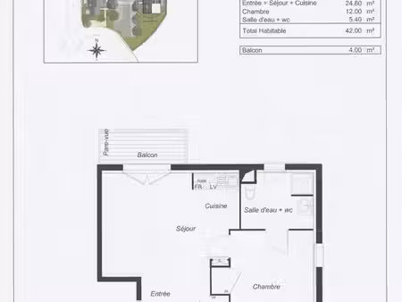 appartement t2 + place de parking privative