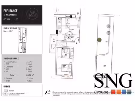 appartement 2 pièces 34 m²
