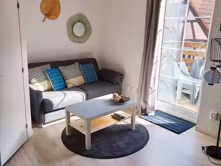 f2 meublé duplex schiltigheim calme petite copropriété grand balcon bois