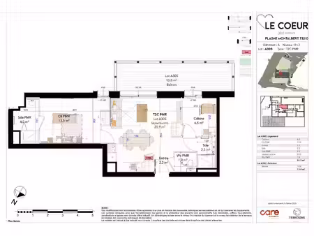 à vendre : appartement 2 pièces t2c + cabine dont une chambre et un balcon vue montagne à.