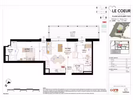 à vendre : appartement 2 pièces pmr + cabine dont une chambre et un balcon vue montagne à.