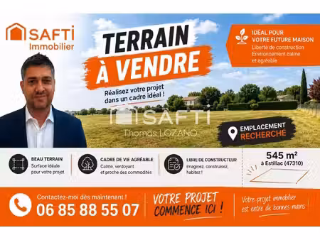 terrain plat de 545 m2 pret a construire