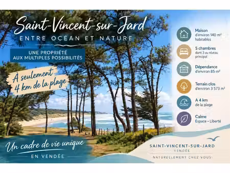 a 4 km de la plage  propriete avec grand terrain & dependance