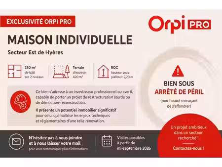 vente maison 3 pièces 150 m² hyères (83400)