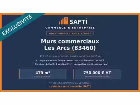 vente commerce 1 pièce 470 m² les arcs (83460)
